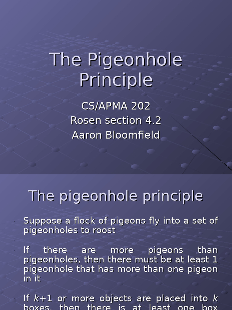 Understanding the Pigeonhole Principle | PDF | Combinatorics | Discrete ...