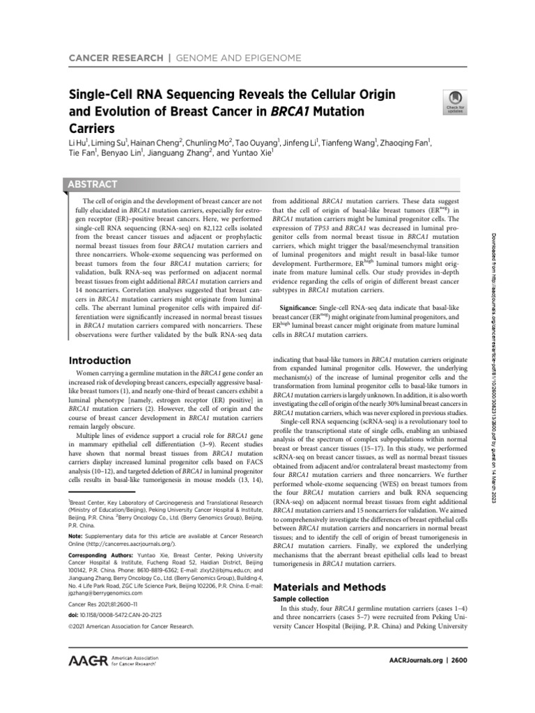 Single-Cell RNA Sequencing Reveals The Cellular Origin and Evolution of ...
