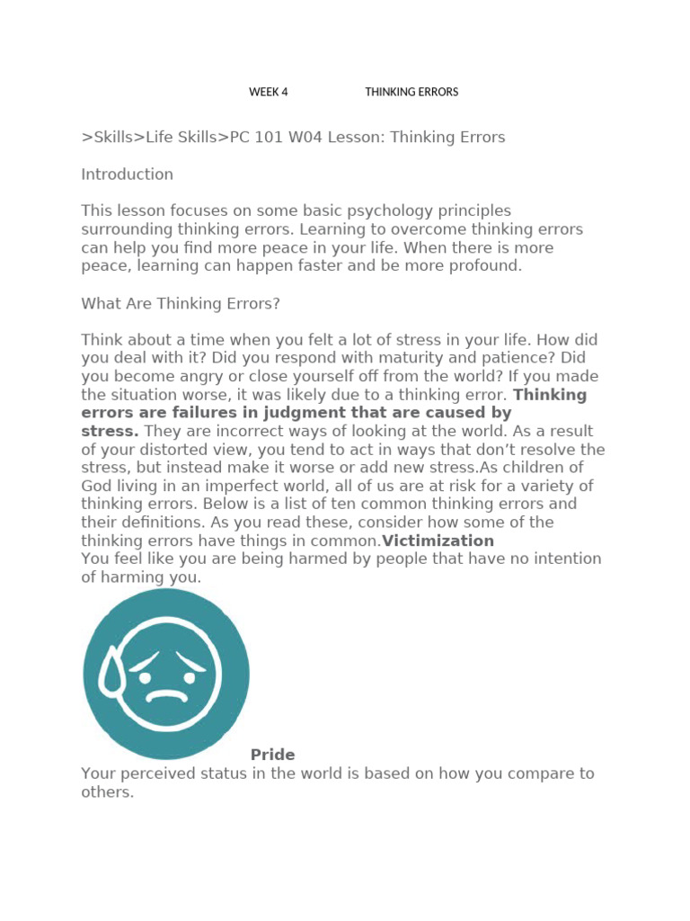 Understanding Thinking Errors in Psychology | PDF | Debt | Interest