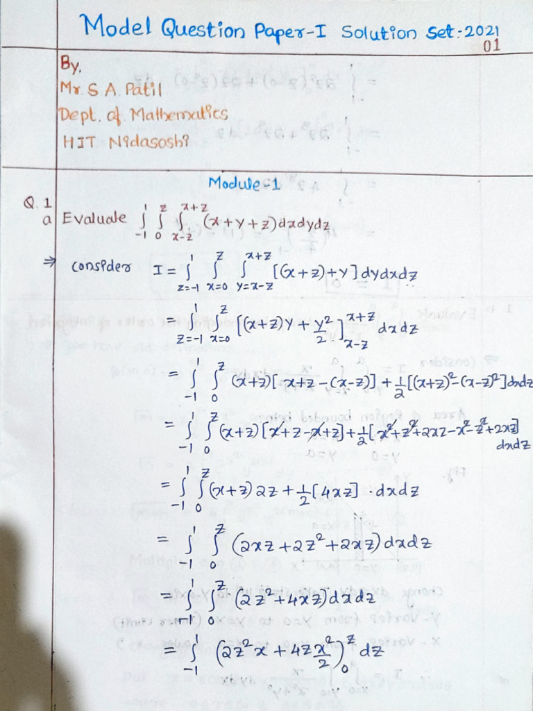 Maths Model Question Paper 1 | PDF