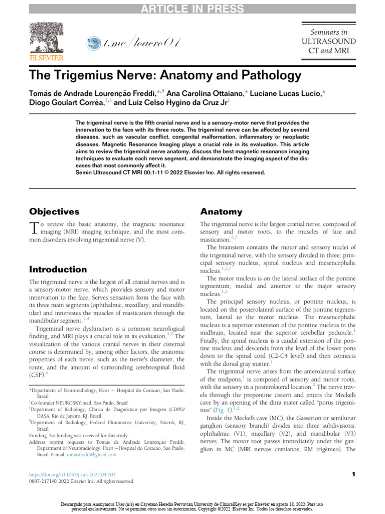 The Trigemius Nerve Anatomy and Pathology | PDF | Neuroanatomy ...