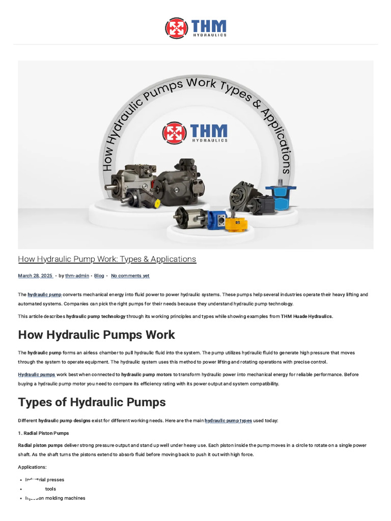 Hydraulic Pumps: Types and Applications | PDF | Pump | Machines