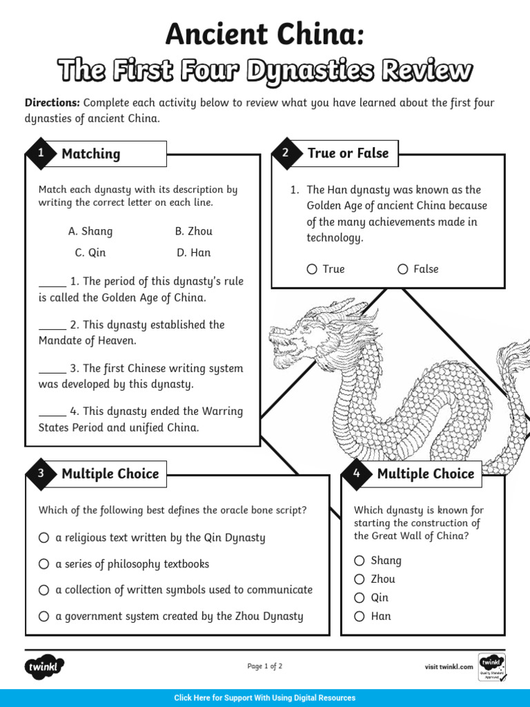 Digital Ancient China The First Four Dynasties Review | PDF | History ...