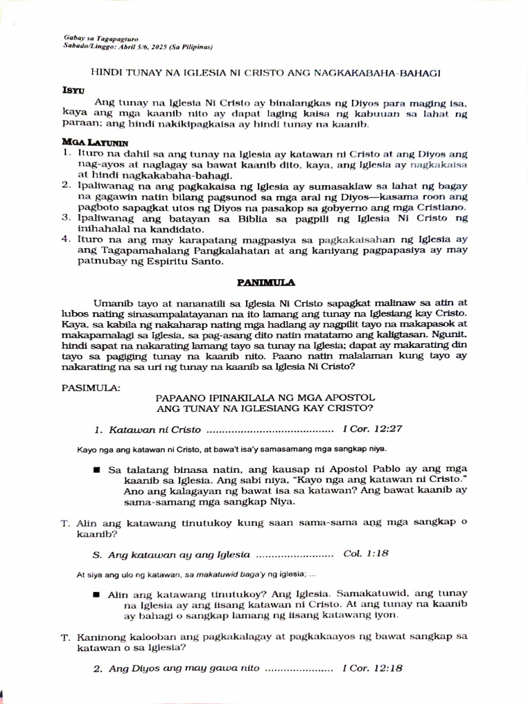 Leksyon Pagsmba Weekend | PDF
