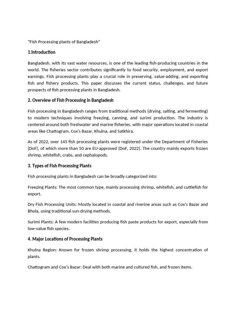 Fish Processing Industry in Bangladesh | PDF | Hazard Analysis And ...