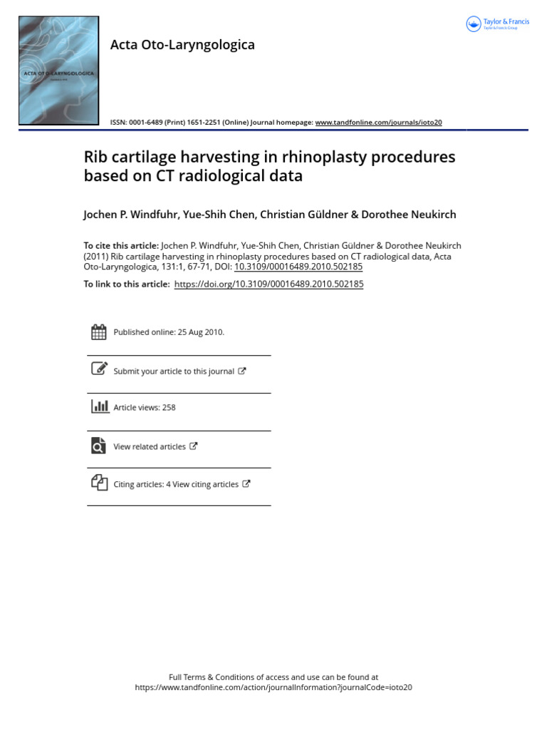 Rib Cartilage Harvesting in Rhinoplasty | PDF | Ct Scan | Thorax (Human ...