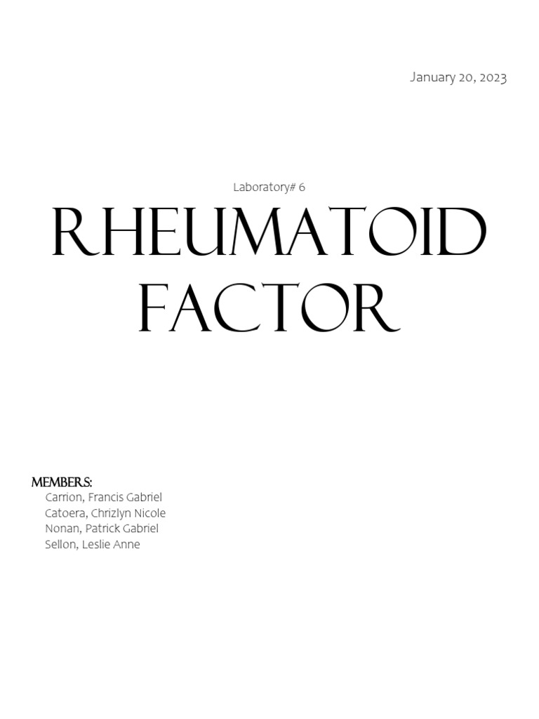 Laboratory 6 - Rheumatoid Factor | PDF