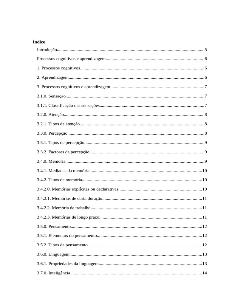 Processos Cognitivos na Aprendizagem | PDF | Pensamento | Aprendizado