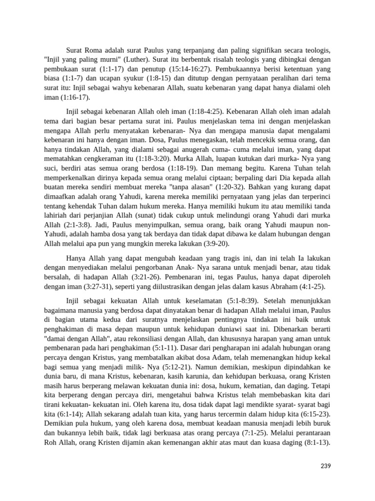 Pemahaman Surat Roma dalam Bahasa Inggris | PDF