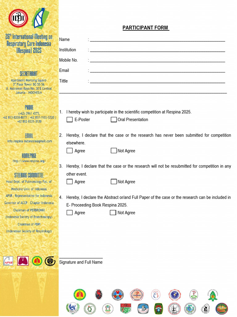 Respina 2025 Participant Registration Form | PDF