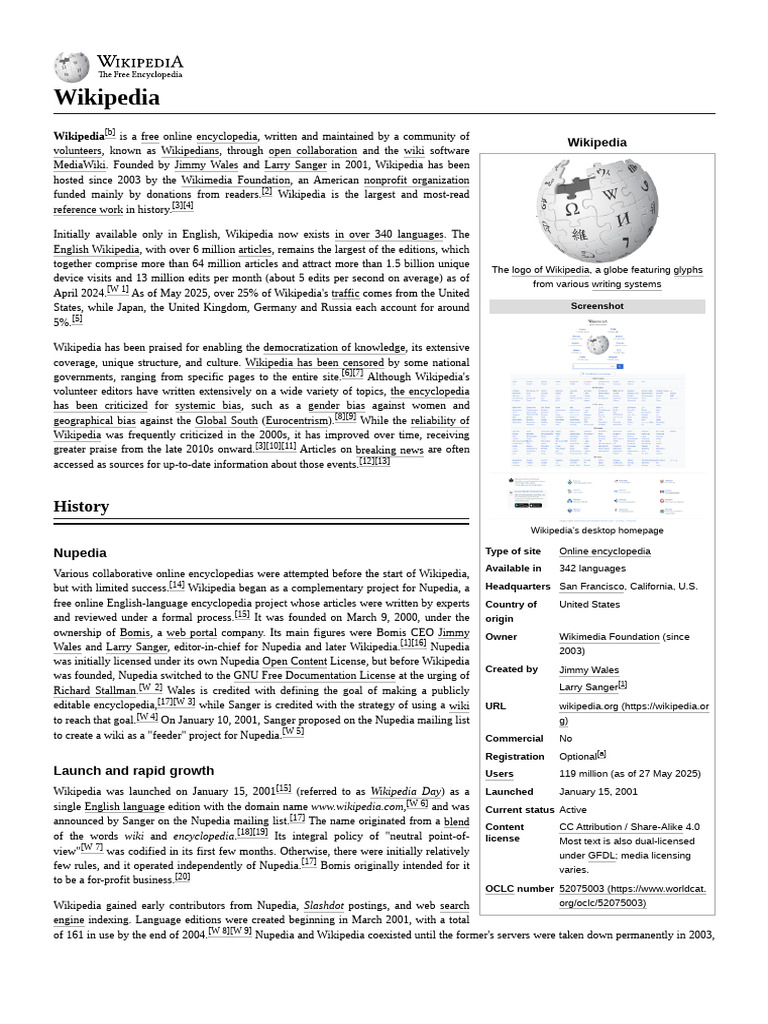 History and Founding of Wikipedia | PDF | Wikipedia | Encyclopedias