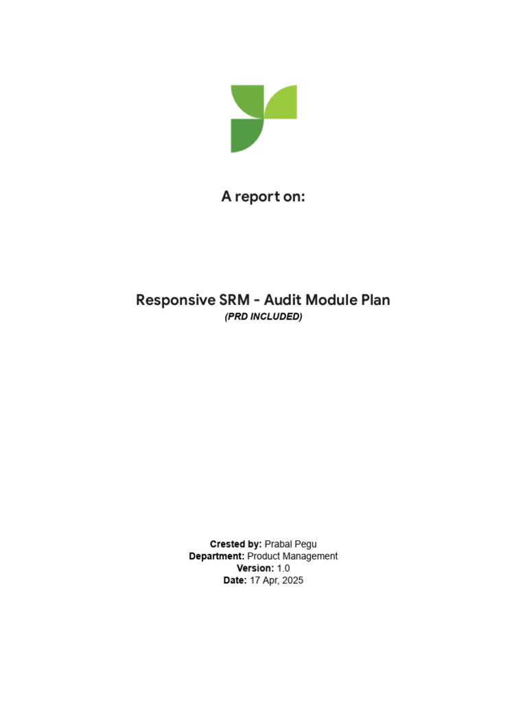 SRM Audit Module Overview and Goals | PDF | Audit | Usability