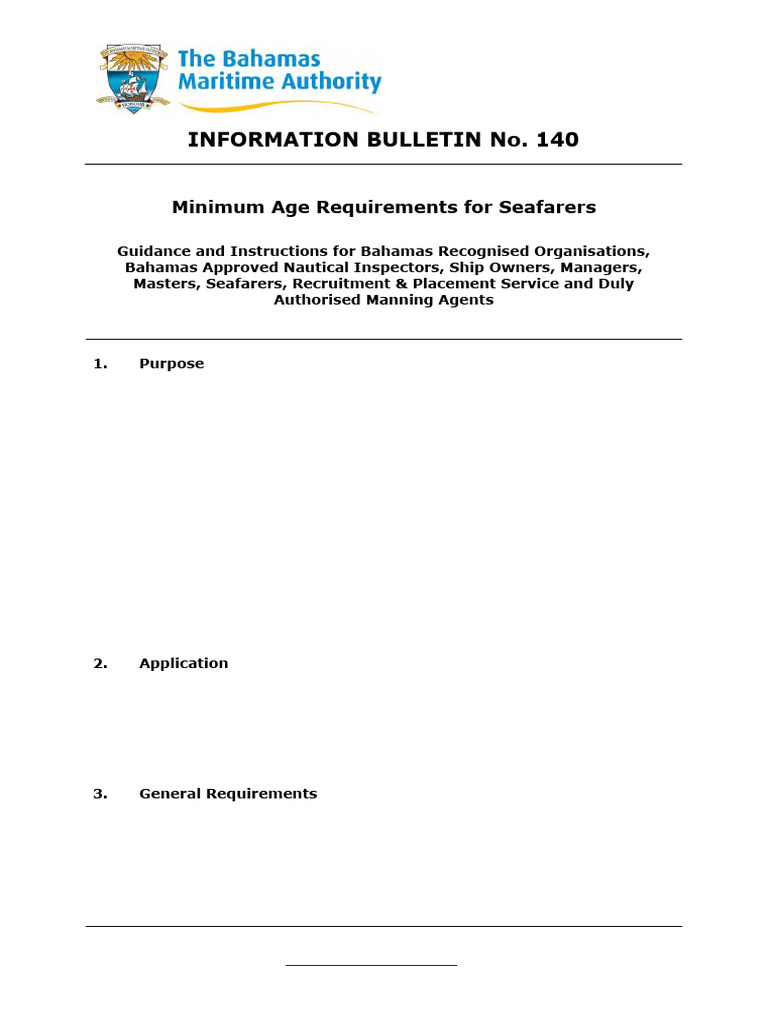 Bahamas Minimum Age for Seafarers | PDF | Sailor | Shipping