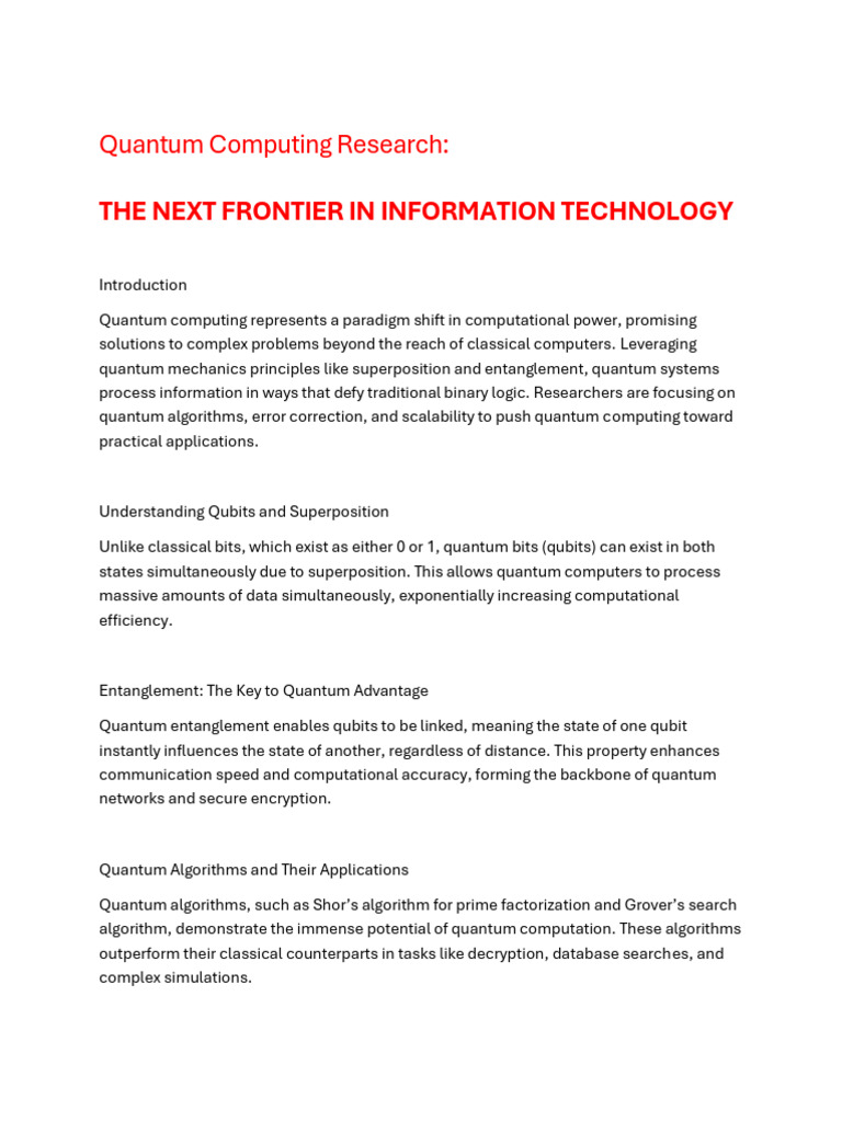 Quantum Computing: The Next Frontier | PDF | Quantum Computing | Computing