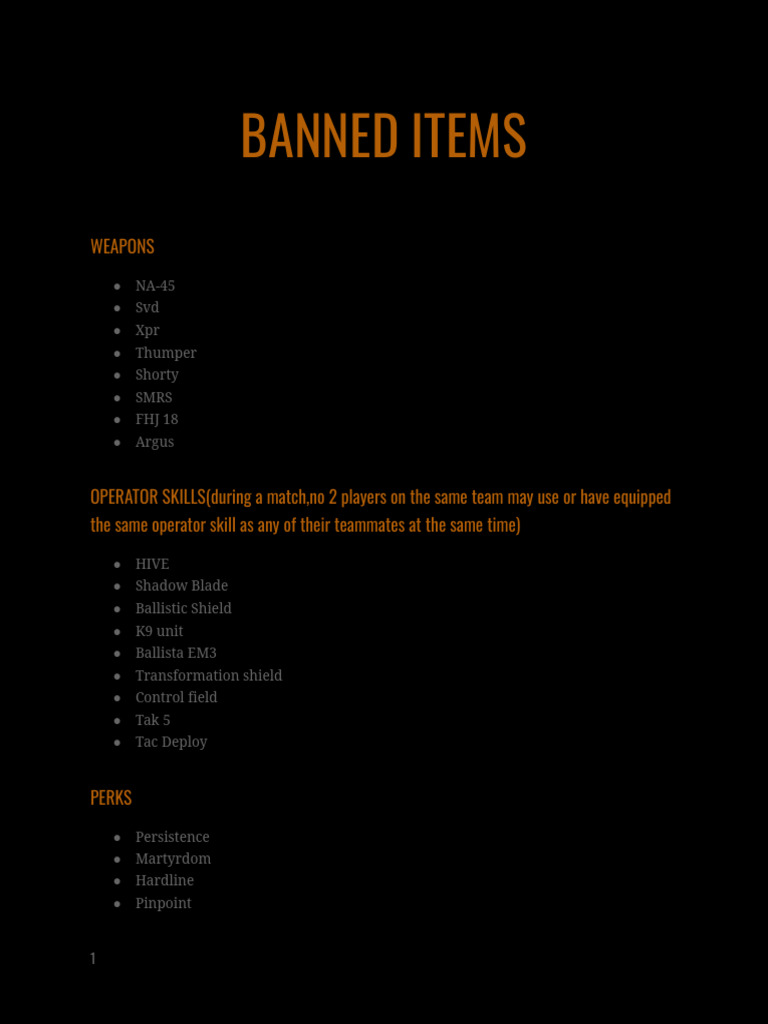 List of Banned Items in Gameplay | PDF