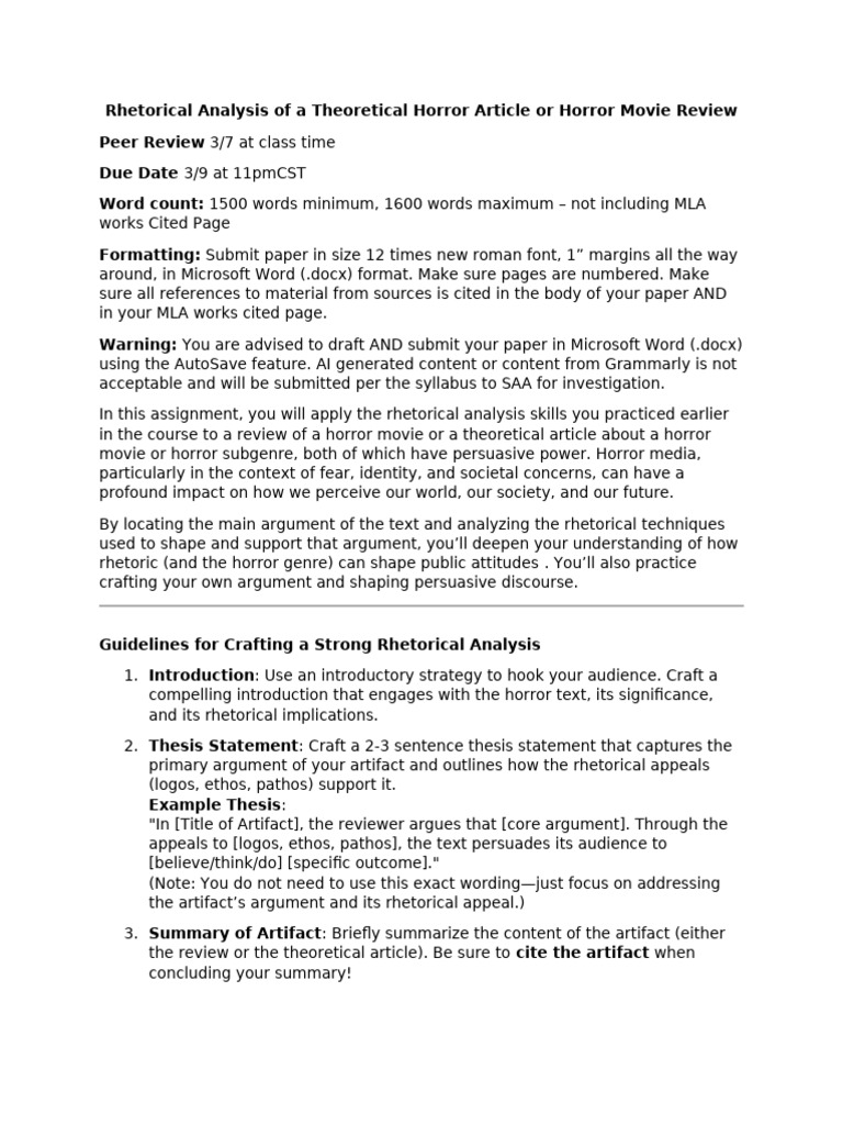 Rhet Analysis Horror Article | PDF | Rhetoric | Logos
