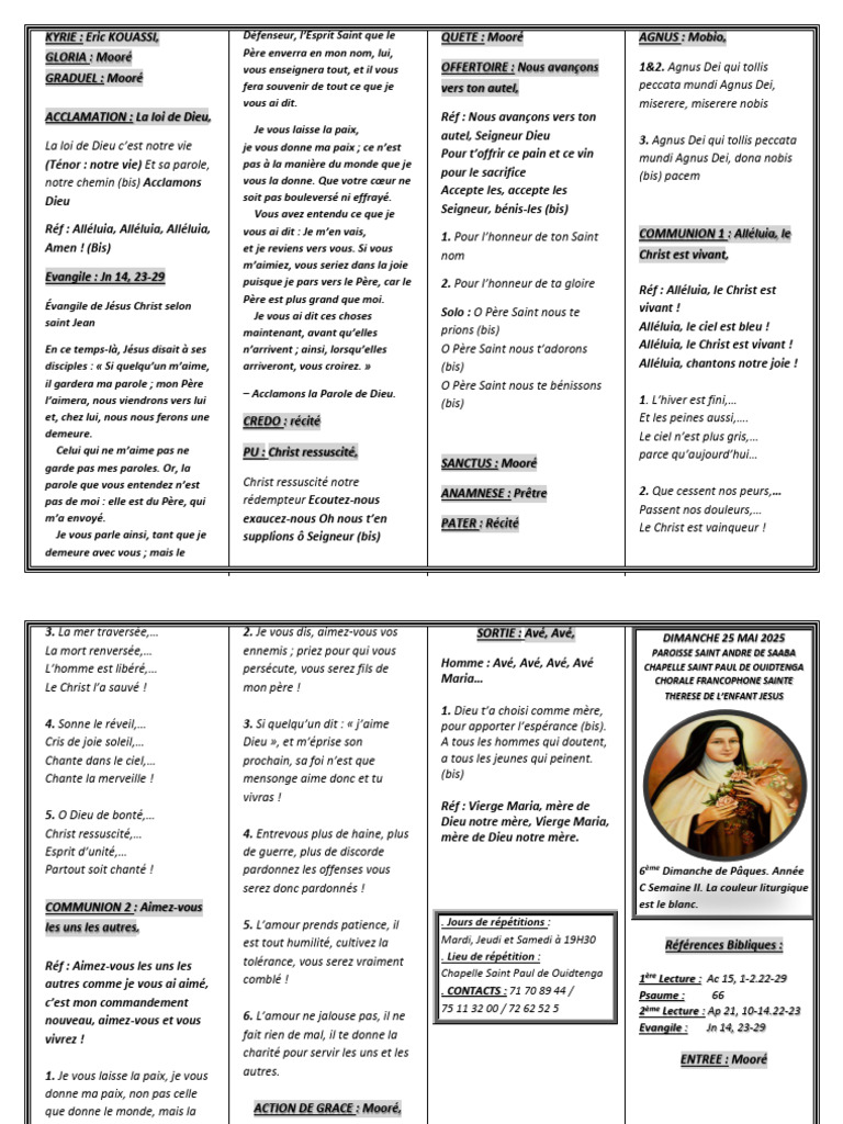 Célébration de la 6ème Dimanche de Pâques | PDF | Agnus Dei | Liturgie ...