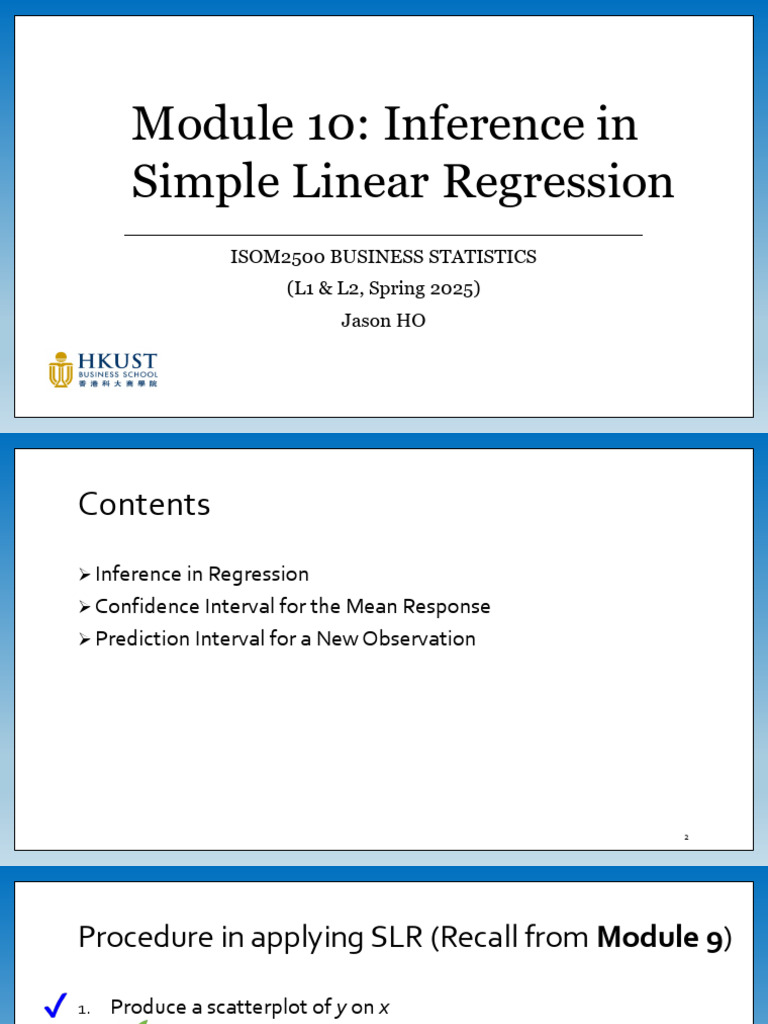 Simple Linear Regression Inference Guide | PDF | Regression Analysis ...