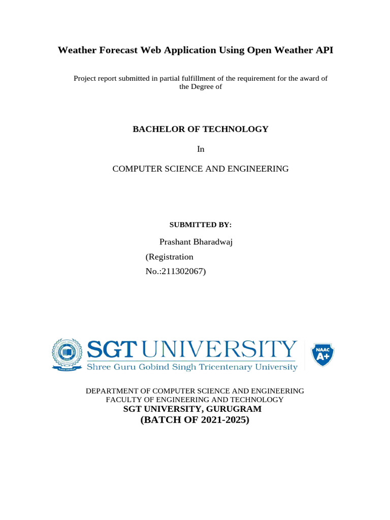 Weather Forecast App Development Report | PDF | World Wide Web ...