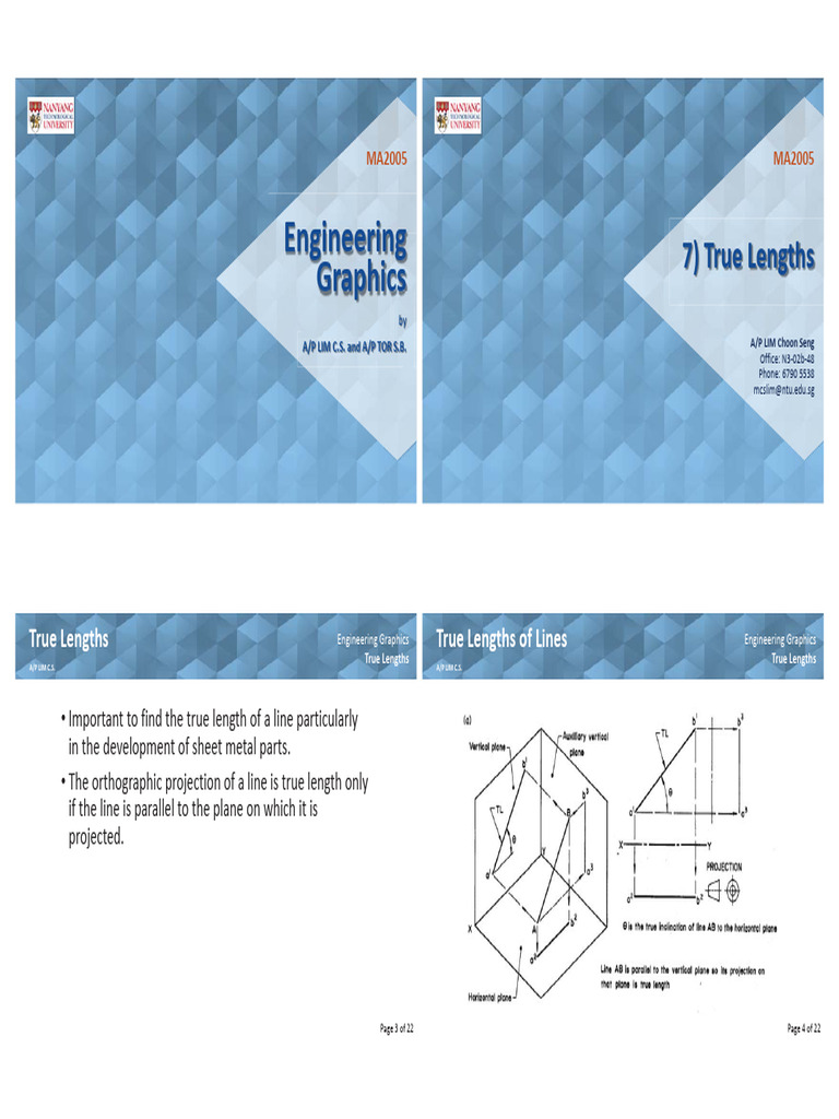 True Lengths in Engineering Graphics | PDF | Geometry | Classical Geometry