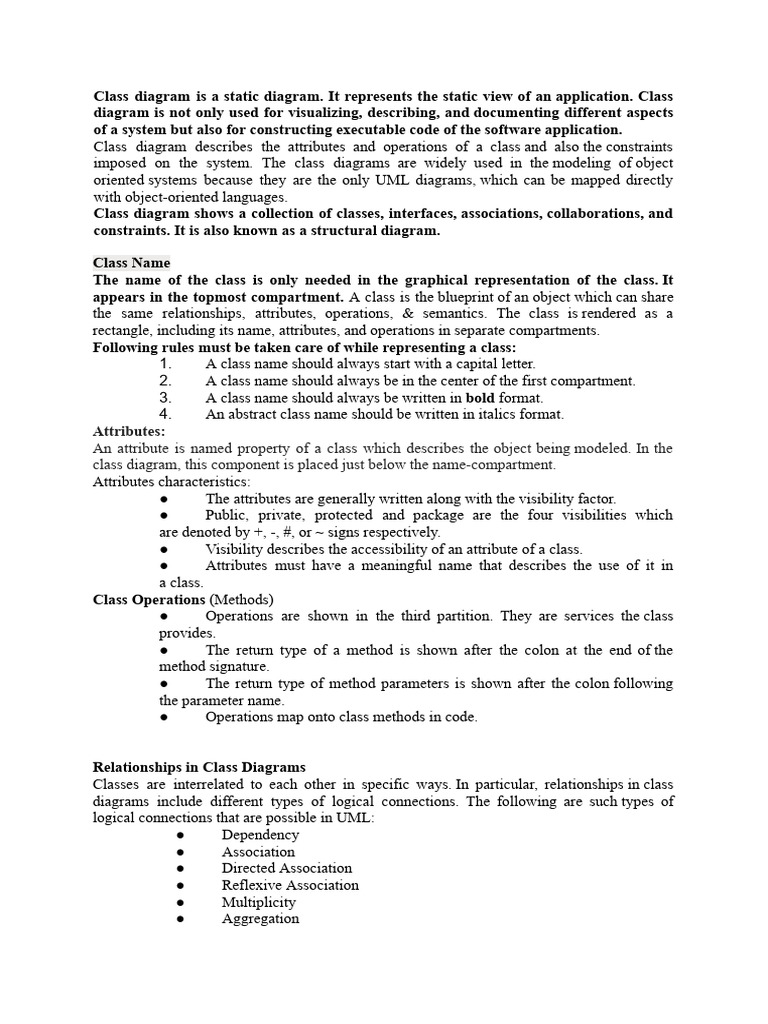 Understanding Class Diagrams in UML | PDF | Class (Computer Programming ...