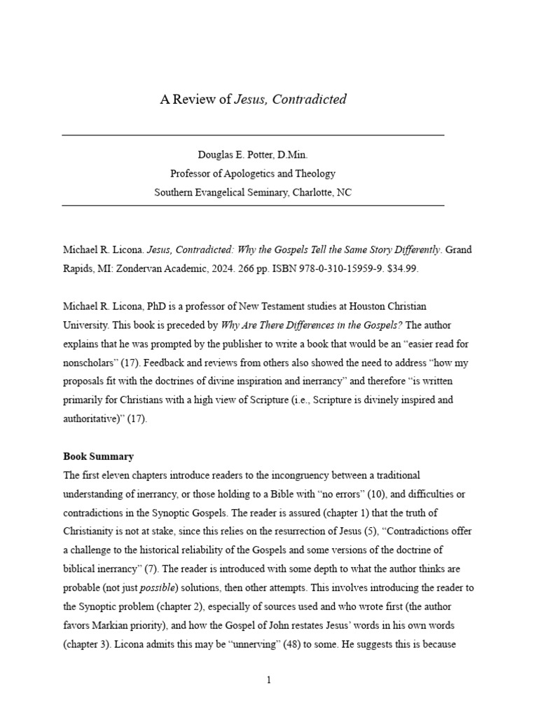 Doug Potter-Review of Jesus Contradicted Licona | PDF | Biblical ...