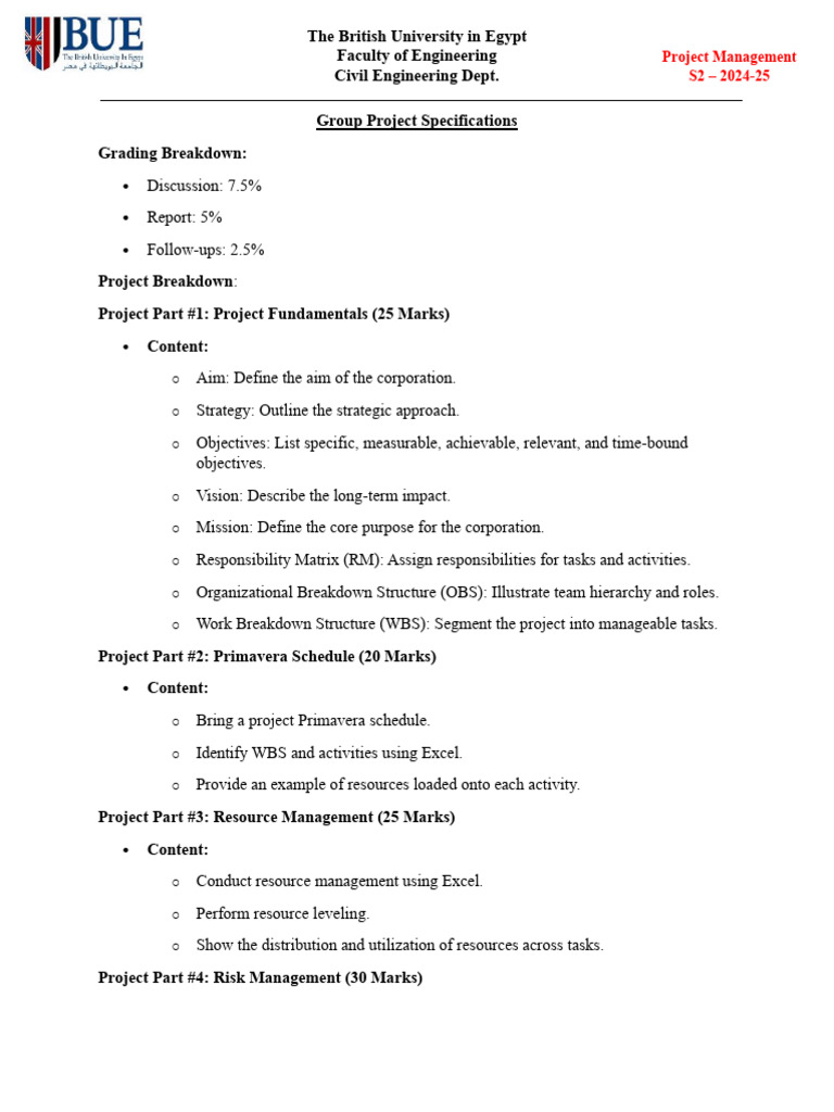 Project Management Guidelines for Civil Engineering | PDF | Risk ...