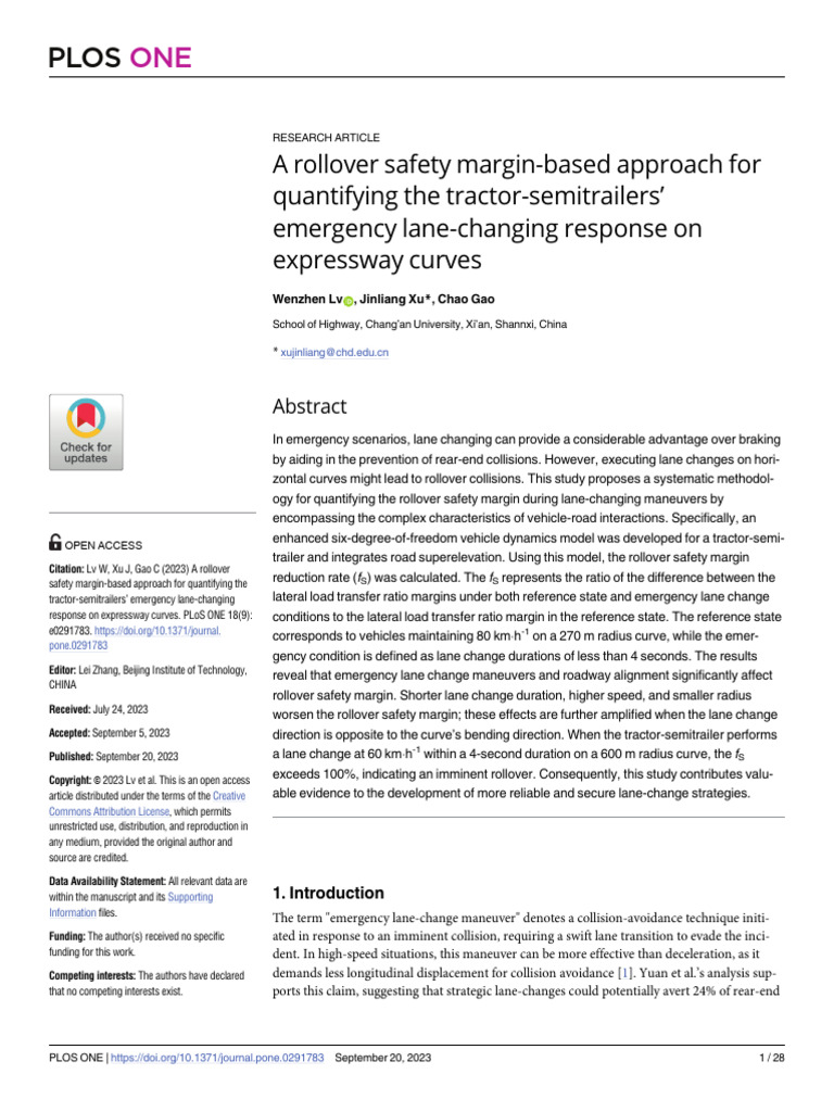 Rollover Safety in Emergency Lane Changes | PDF | Traffic Collision ...