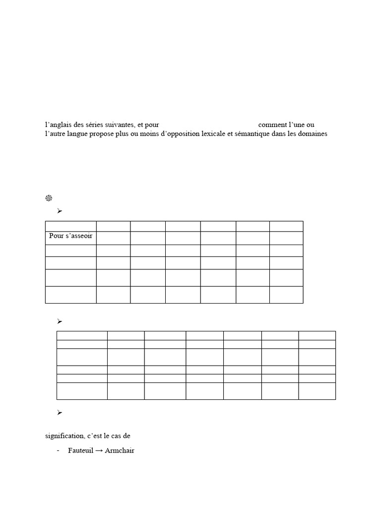 Analyse sémique français-anglais | PDF | Canapé | Linguistique