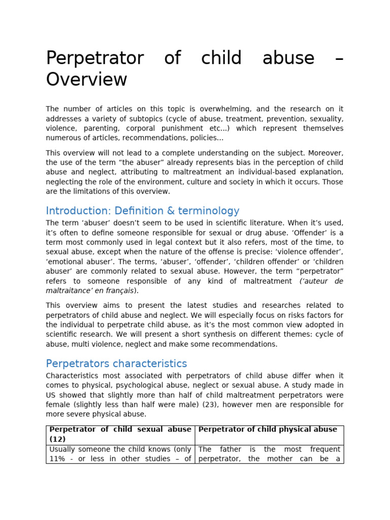 Understanding Child Abuse Perpetrators | PDF | Child Abuse | Violence
