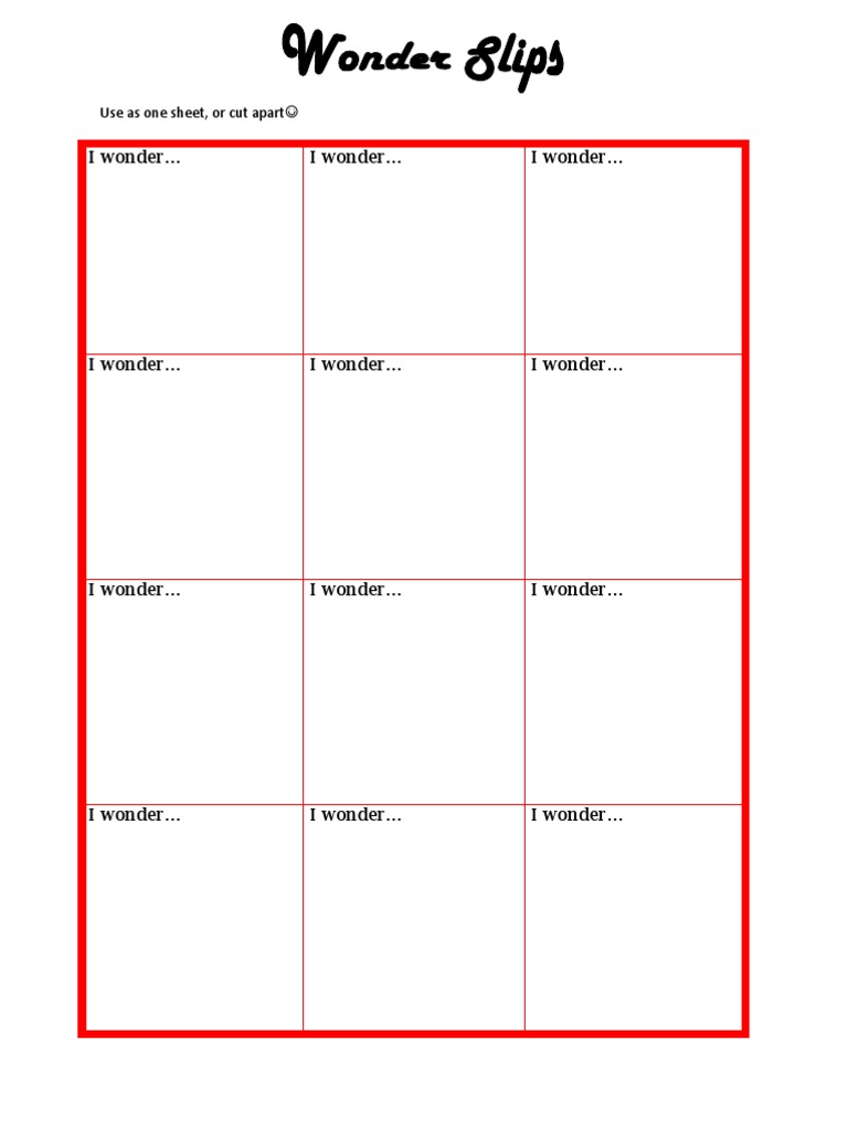I Wonder Sheet | PDF | Self-Improvement