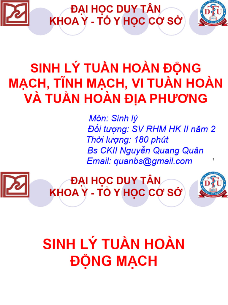 Sinh Lý TH ĐM, TM, VI TH Và TH Địa Phương | PDF