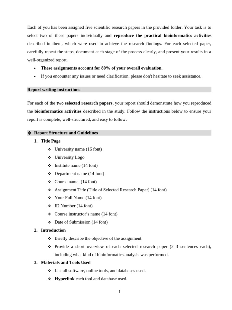 Bioinformatics Report Guidelines | PDF | Computing | Information Science