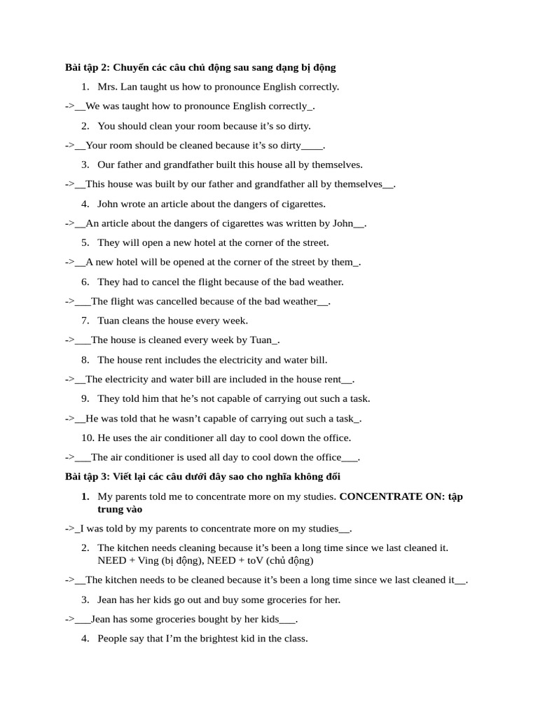 Passive Voice Exercises and Solutions | PDF