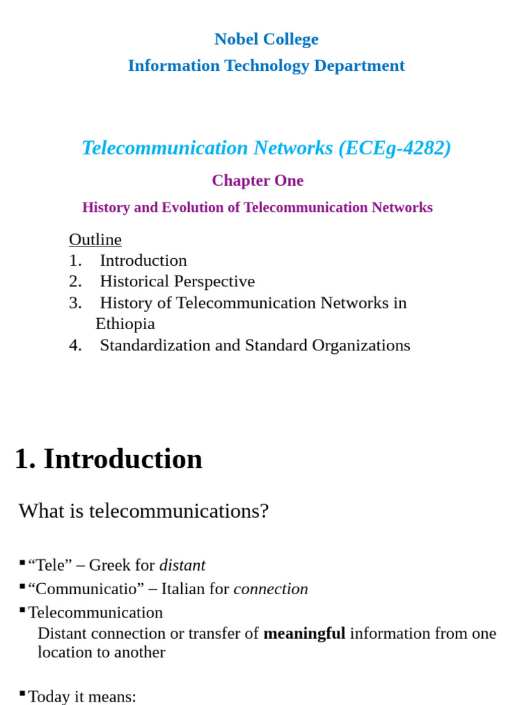 Introduction To Telecommunication | PDF | Telegraphy | Standardization