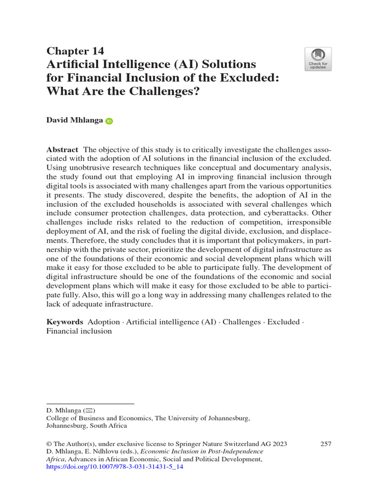 AI Challenges in Financial Inclusion | PDF | Artificial Intelligence ...