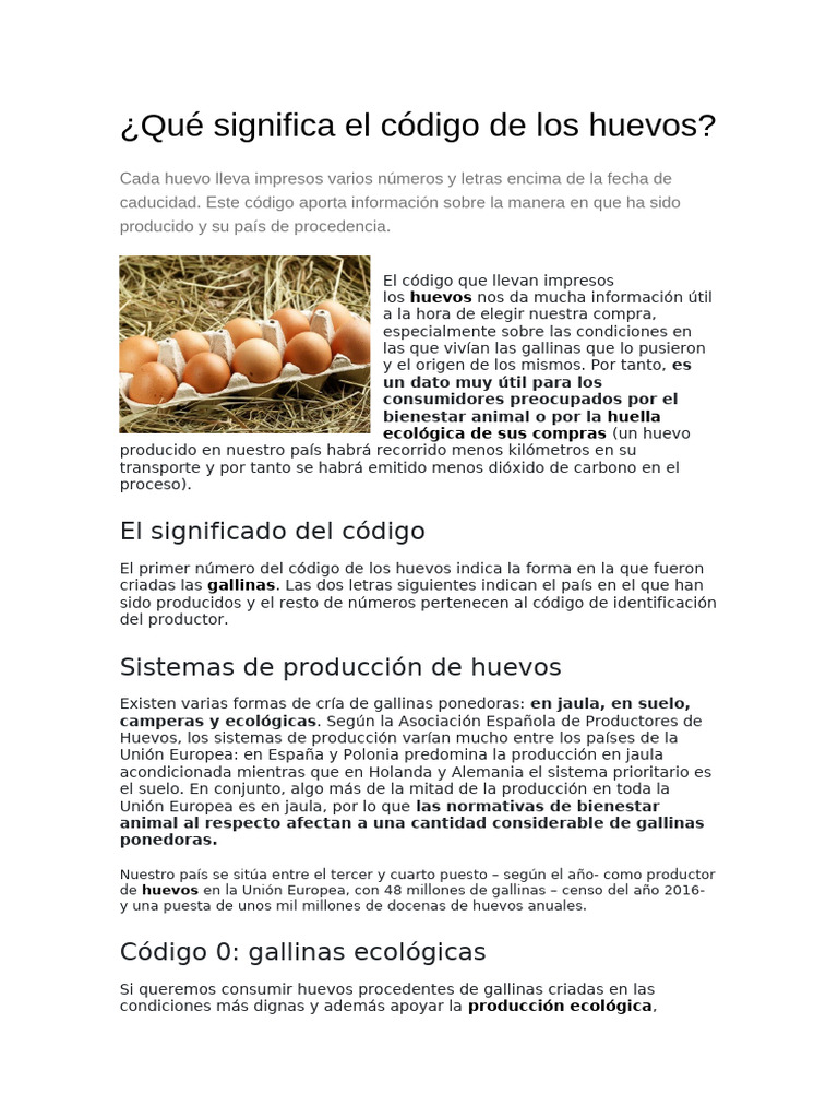 Significado del código en los huevos | PDF