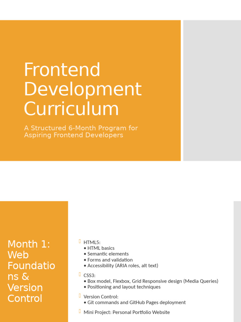 Frontend Development Curriculum 6 Months | PDF