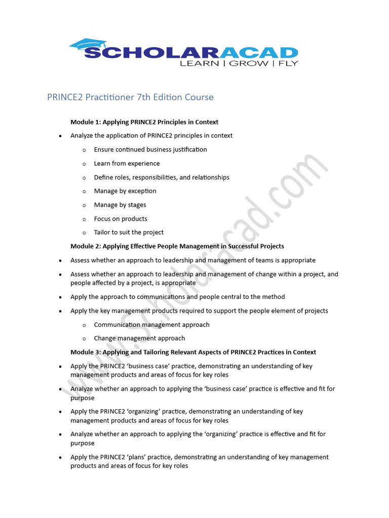 PRINCE2 Practitioner 7th Edition Course Guide | PDF | Business
