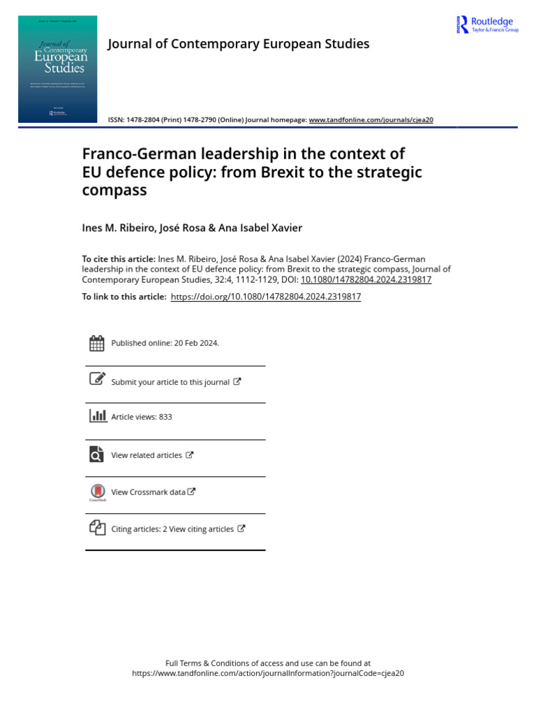 Franco-German Leadership in The Context of EU Defence Policy From ...