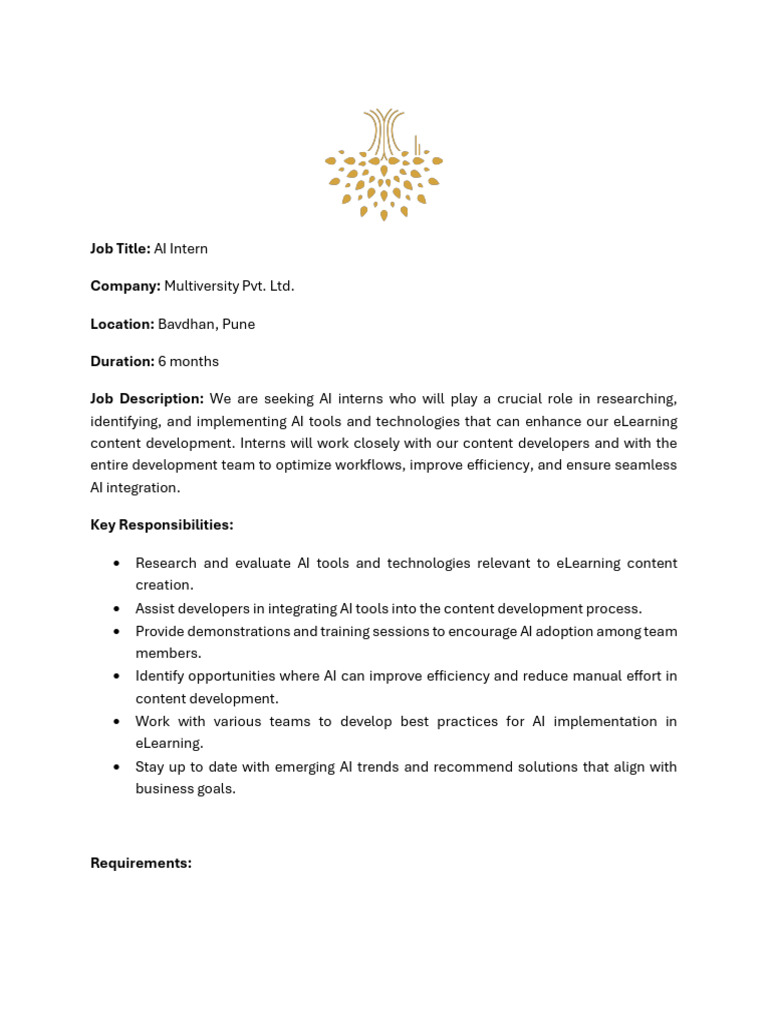 AI Intern JD (MVL) | PDF
