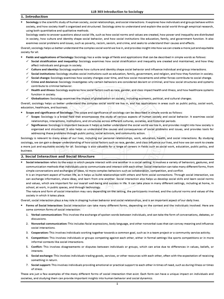 Introduction to Sociology Concepts | PDF | Socialization | Sociology