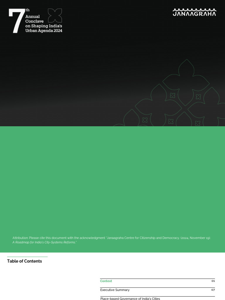 India City-Systems Reform Roadmap | PDF | Governance | Economies