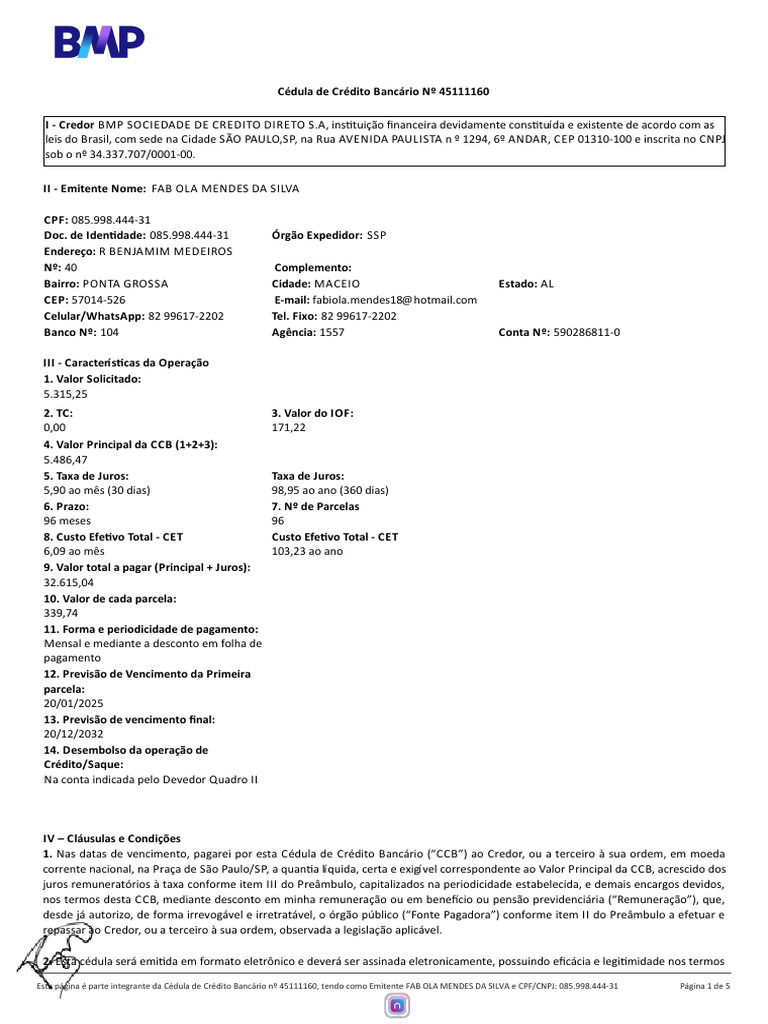 CCB 045111160 20240412 | PDF | Crédito | Finanças e Administração de ...