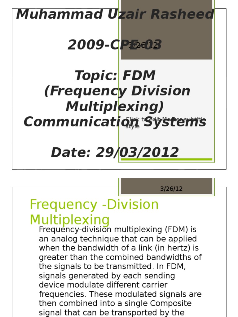 Overview of Frequency Division Multiplexing | PDF | Multiplexing ...