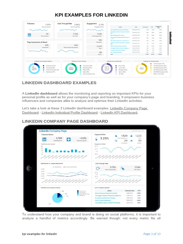 LinkedIn Dashboard KPI Examples | PDF | Performance Indicator | Linked In