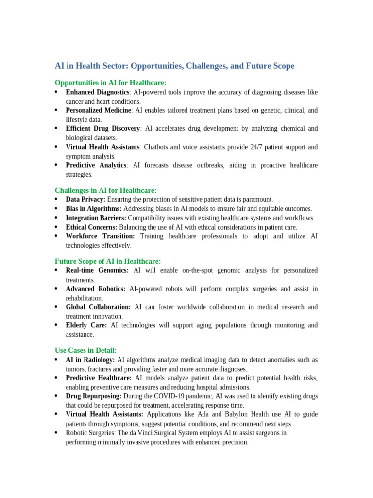 AI in Healthcare: Benefits & Challenges | PDF