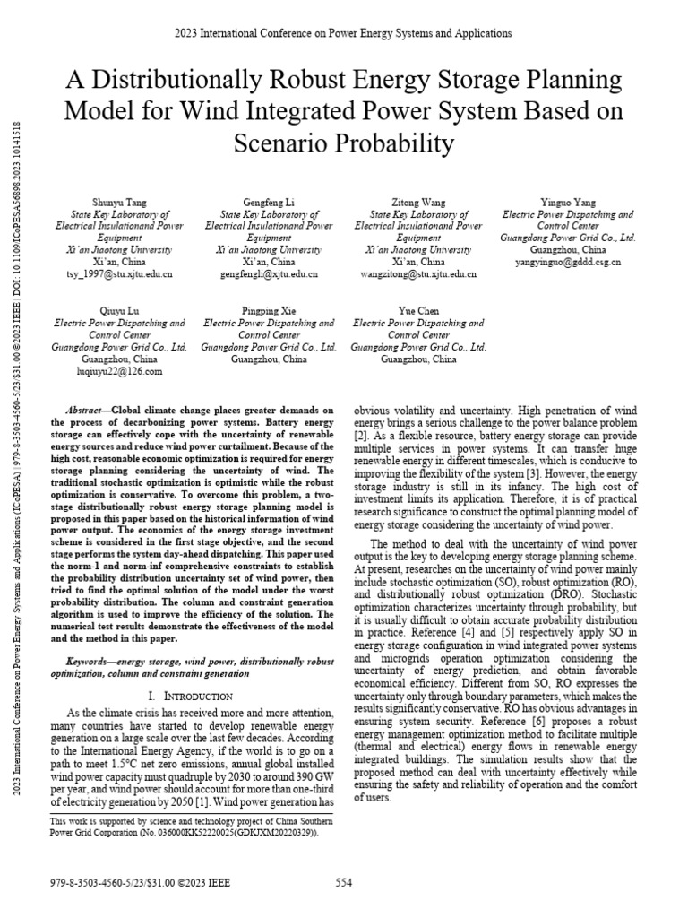 A Distributionally Robust Energy Storage Planning Model For Wind ...