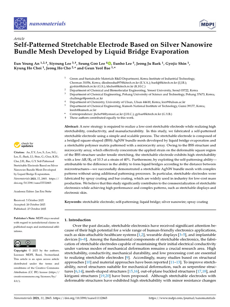 Self-Patterned Stretchable Electrode Design | PDF | Nanomaterials ...