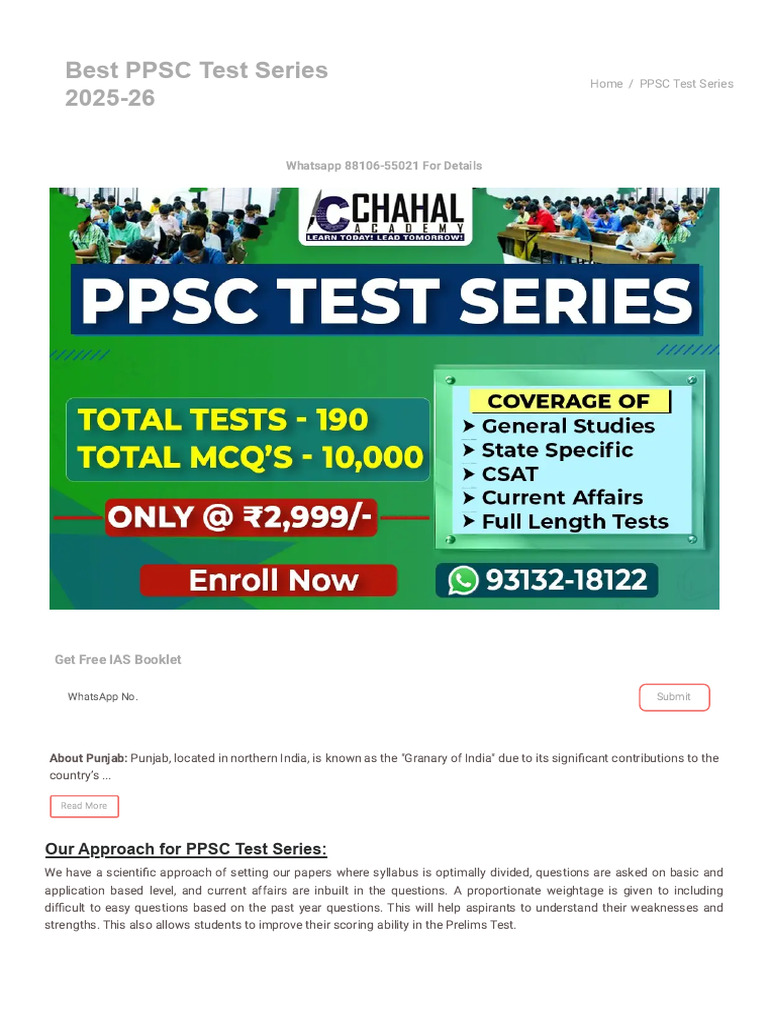 Best PPSC Prelims Test Series 2025-26 - Best Test Series For PPSC ...